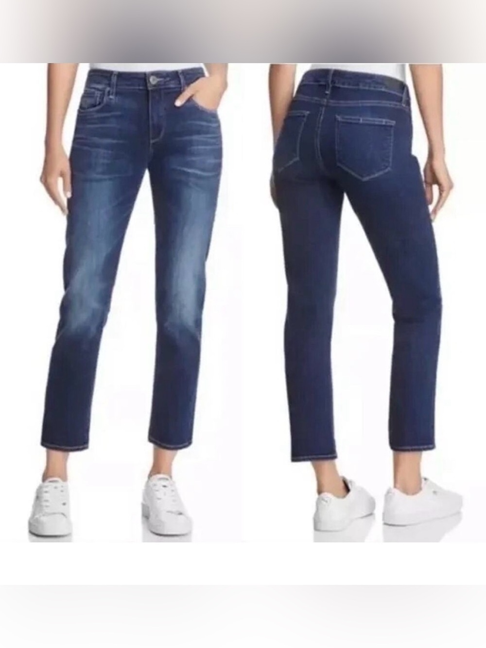 PAIGE ‘Brigitte Dark Blue Cropped Straight-Leg Jeans